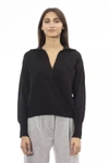 Alpha Studio Blue Wool Women Sweater In Black