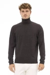 Alpha Studio Brown Cotton Sweater In Brown