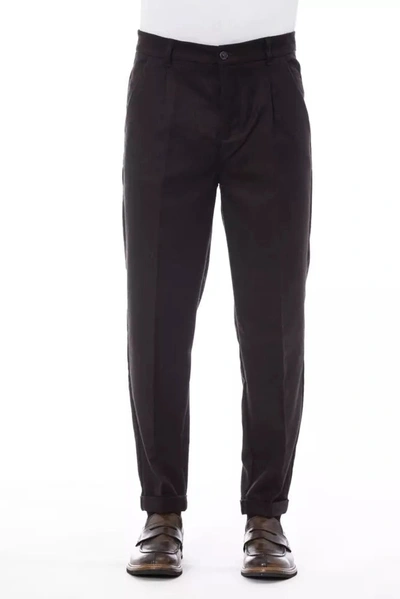ALPHA STUDIO BROWN WOOL JEANS & PANT