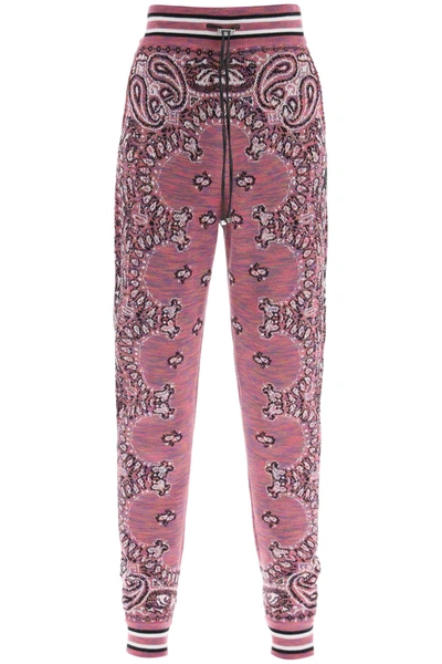 Amiri Embroidered Space-dyed Cotton-jacquard Track Trousers In Purple