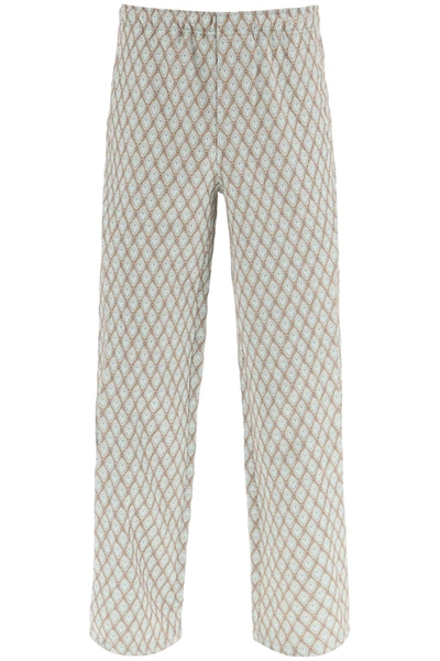 Andersson Bell Beige Trousers With Jacquard Pattern And Overlays
