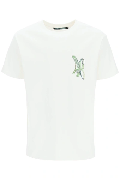 Andersson Bell Monogram Embroidery And Rear Maxi Print T-shirt In White