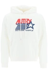 Autry Logo Print Brushed Cotton Hoodie In White