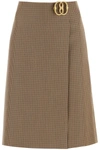 BALLY HOUNDSTOOTH A-LINE SKIRT WITH EMBLEM BUCKLE