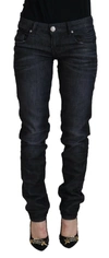 Acht Chic Black Low Waist Straight Jeans In Black