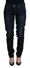 Acht Blue Cotton Skinny Low Waist Women Casual Denim Jeans In Blue