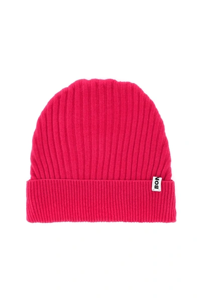 Bonsai Ribbed Beanie Hat In Fuchsia