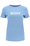 Hugo Boss Logo-print T-shirt In Organic Cotton In Light Blue