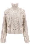 Brunello Cucinelli Cable-knit Cashmere-blend Sweater In Beige