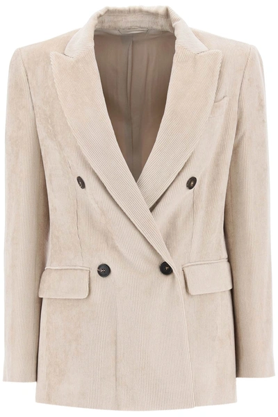 Brunello Cucinelli Double-breasted Blazer In Beige