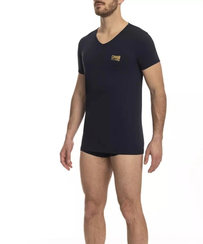 CAVALLI CLASS BLUE COTTON T-SHIRT