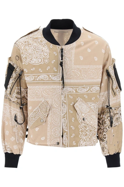 Children Of The Discordance Bomber Jacket With Bandana Motif In Beige