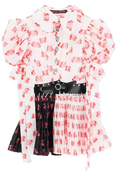 Chopova Lowena Apex Printed Puff-sleeve Pleated Mini Dress In Multi