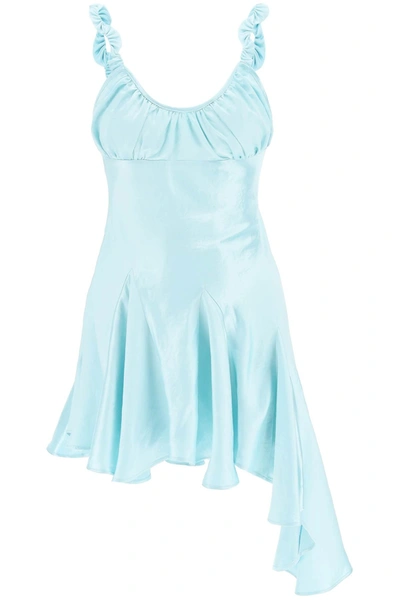 Collina Strada Ivy Asymmetric Satin Dress In Light Blue