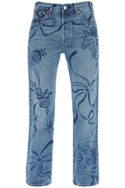 Collina Strada Floral-print Straight-leg Jeans In Blue