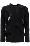 COMME DES GARÇONS HOMME DEUX LONG-SLEEVED T-SHIRT WITH FAUX FUR-TRIMMED CUT-OUTS