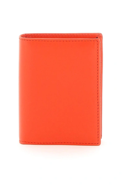 Comme Des Garçons Leather Small Bi-fold Wallet In Orange