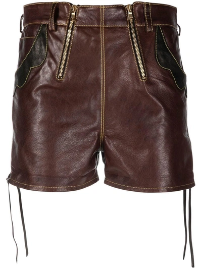 Cormio High-waisted Leather Short In Brown