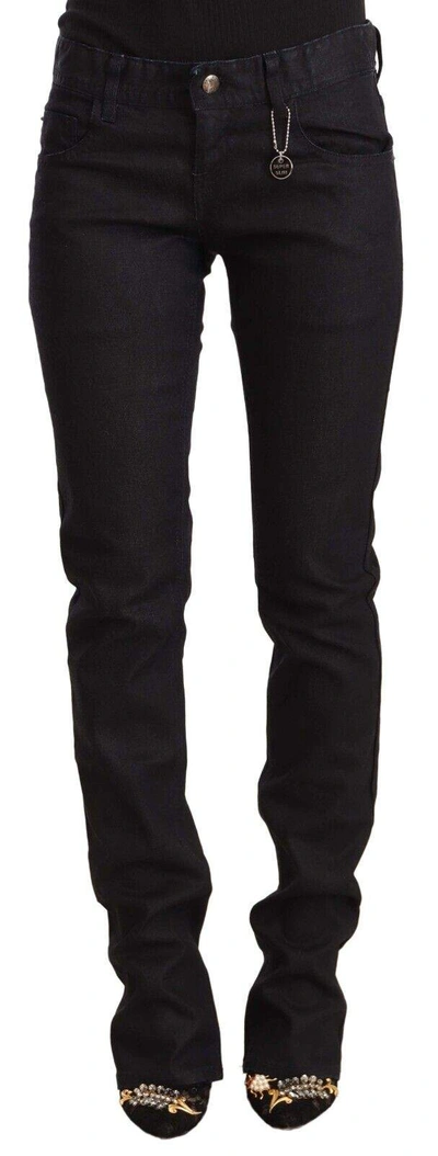 Costume National Black Mid Waist Cotton Denim Skinny Jeans