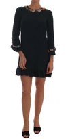 Dolce & Gabbana Crystal Green Stretch A-line Short Dress In Green
