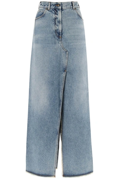Darkpark High-waist Long Jeans Skirt In Light Blue