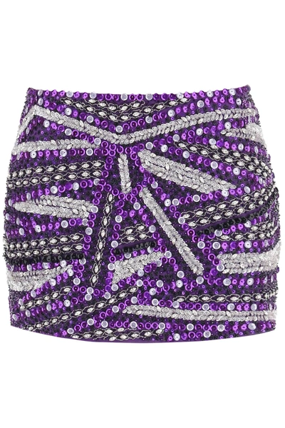 Des Phemmes Miniskirt With Appliques In Purple