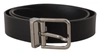 DOLCE & GABBANA BLACK CASUAL CALF LEATHER LOGO METAL BUCKLE BELT