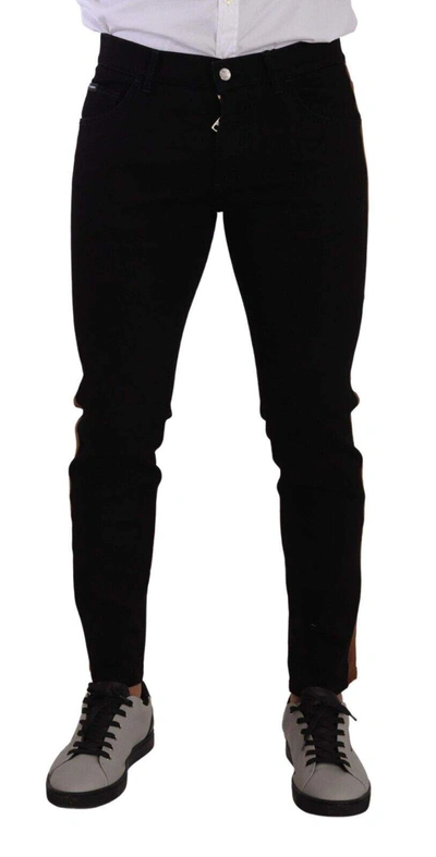 Dolce & Gabbana Black Cotton Stretch Skinny Denim Jeans In Blue