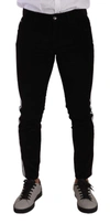 DOLCE & GABBANA BLACK COTTON STRETCH SKINNY CORDUROY JEANS