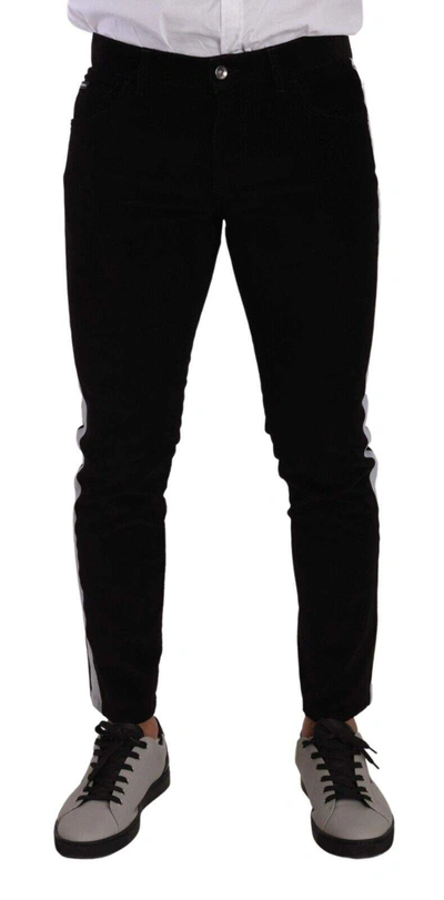 Dolce & Gabbana Black Cotton Stretch Skinny Corduroy Jeans