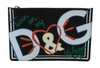 Dolce & Gabbana Black Dg Print Mens Zipper Coin Purse Leather Wallet In Black