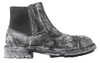 DOLCE & GABBANA BLACK GRAY LEATHER ANKLE BOOTS