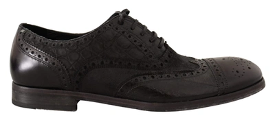 Dolce & Gabbana Black Leather Brogue Wing Tip Men Formal Shoes