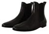 DOLCE & GABBANA BLACK LEATHER DERBY BOOTS ANKLE