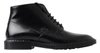 Dolce & Gabbana Black Leather Men Short Boots Lace Up Shoes In Black