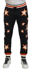 Dolce & Gabbana Black Orange Star Trousers Sport Pants In Black