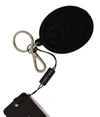 DOLCE & GABBANA BLACK RUBBER DG LOGO SILVER BRASS METAL KEYCHAIN