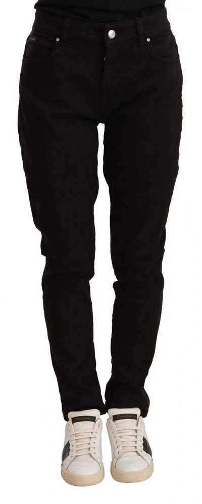 DOLCE & GABBANA BLACK SKINNY SLIM DENIM COTTON STRETCH JEANS