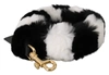 DOLCE & GABBANA BLACK WHITE LAPIN FUR ACCESSORY SHOULDER STRAP