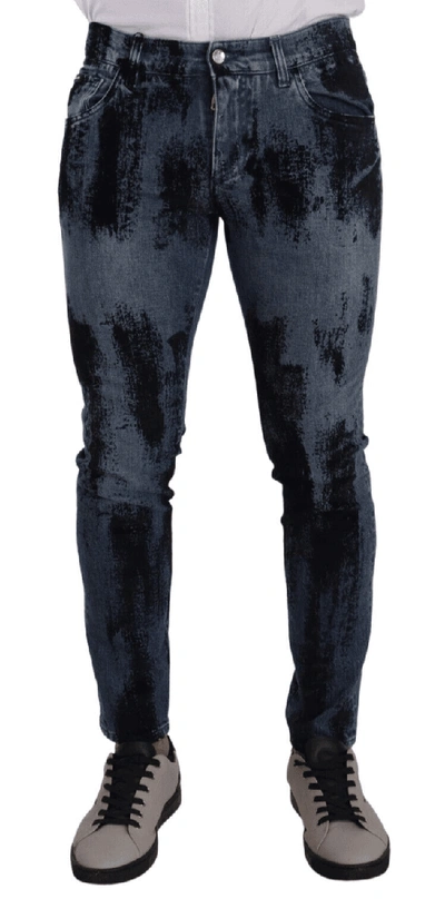 Dolce & Gabbana Blue Black Cotton Skinny Denim Jeans