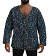 DOLCE & GABBANA BLUE BUTTON CARDIGAN FATTO A MANO SWEATER