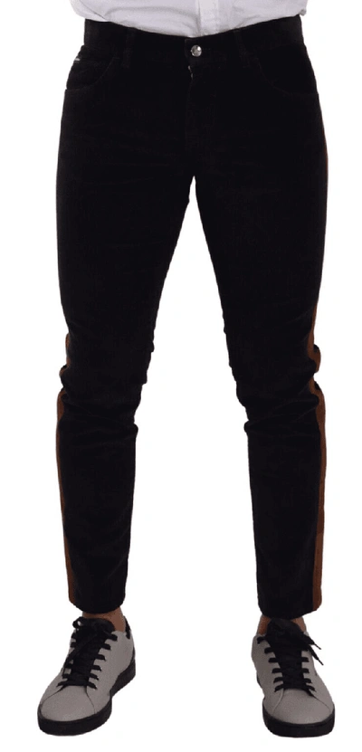 DOLCE & GABBANA BLUE COTTON STRETCH SKINNY CORDUROY JEANS