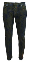 DOLCE & GABBANA BLUE GREEN SKINNY COTTON DENIM JEANS