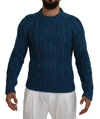 DOLCE & GABBANA BLUE KNITTED WOOL ALPACA PULLOVER SWEATER