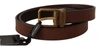 DOLCE & GABBANA BROWN LEATHER RUSTIC BUCKLE CINTURA BELT