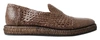 Dolce & Gabbana Brown Woven Leather Loafers Casual Shoes In Brown