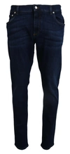 Dolce & Gabbana Dark Blue Cotton Denim Skinny Jeans In Blue