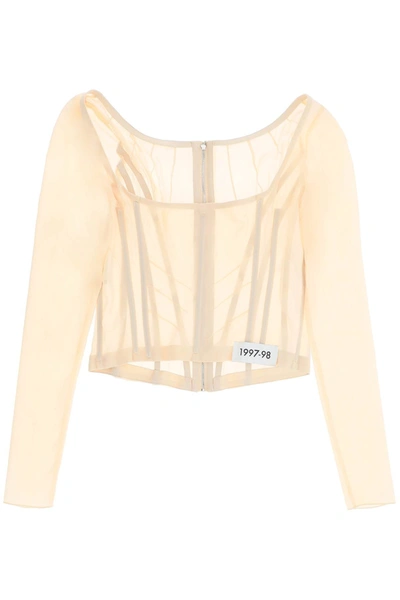 Dolce & Gabbana Georgette Top With Corset Detailing In Beige
