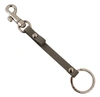 DOLCE & GABBANA GRAY TEXTURED LEATHER SILVER METAL HOOK KEYCHAIN