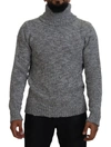 DOLCE & GABBANA GRAY WOOL KNIT TURTLENECK PULLOVER SWEATER